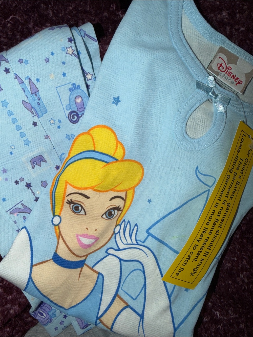 Y2K Disney Cinderella Shimmer 2 piece Set-Girls Pajama -Long sleeve and pants.